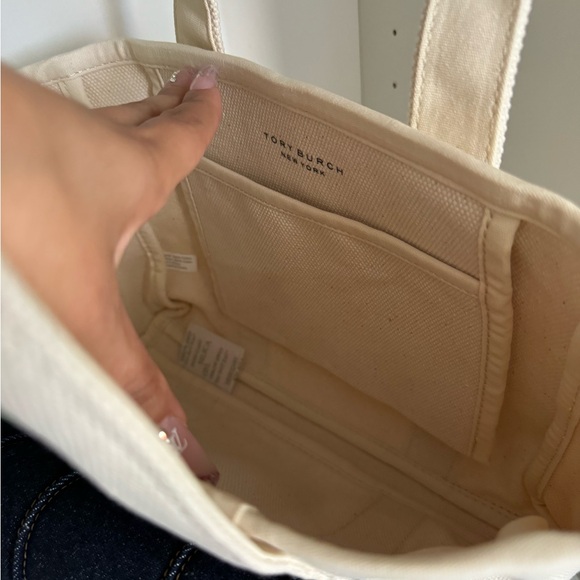 TORY BURCH Mini Natural Canvas Small Tote Bag new - Picture 4 of 5